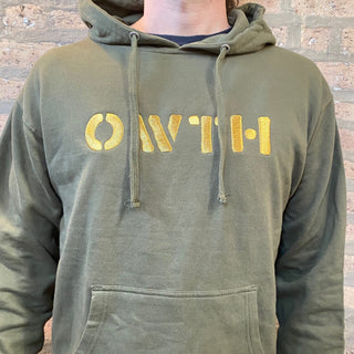 OWTH Embroidered Military Green / Gold Pullover Hoodie